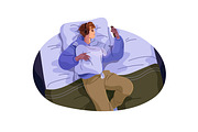 People use gadgets at night set, a Person Illustration by PaperTrident (Thumbnail 6 of 9)