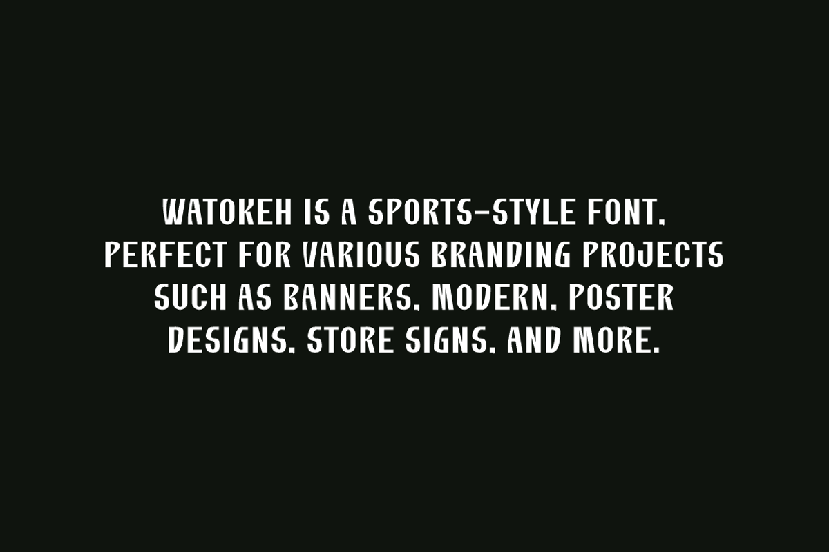 Watokeh - Sports Font, a Sans Serif Font by Iqsiart Studio (Photo 6 of 8)