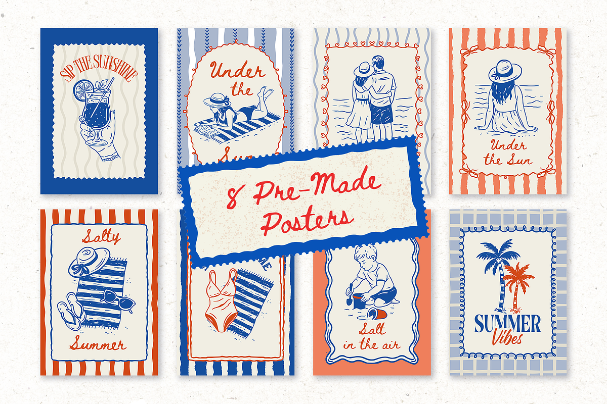 Whimsy Seaside Summer Doodle Bundle, a Seasonal Illustration by Red Ink (Photo 3 of 9)