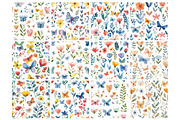 Flowers and Butterflies Digital Pape, an Illustration by Mashimara (Thumbnail 2 of 5)