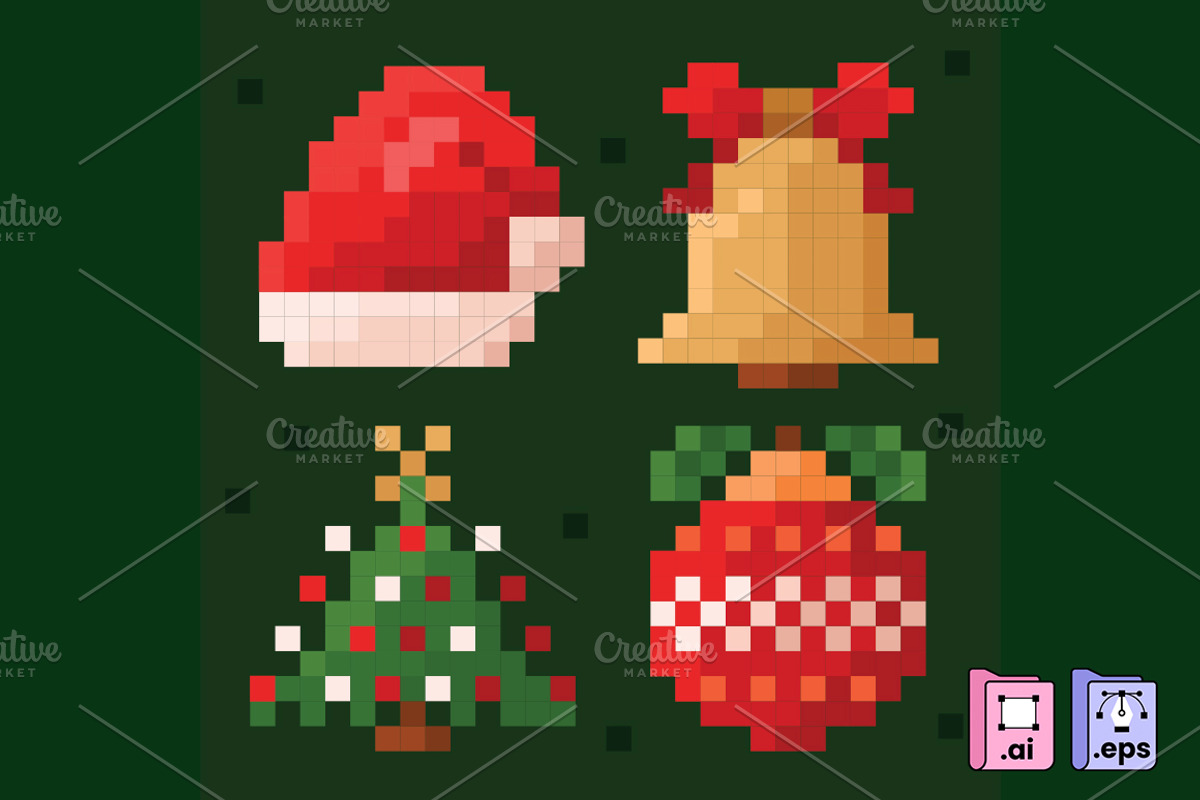Flat Pixel Christmas Collection, an Object Graphic by MISS CHATZ (Photo 1 of 3)