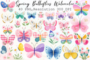 Spring Butterflies Watercolor Clipar, an Illustration by Sublimation Artist (Thumbnail 1 of 6)