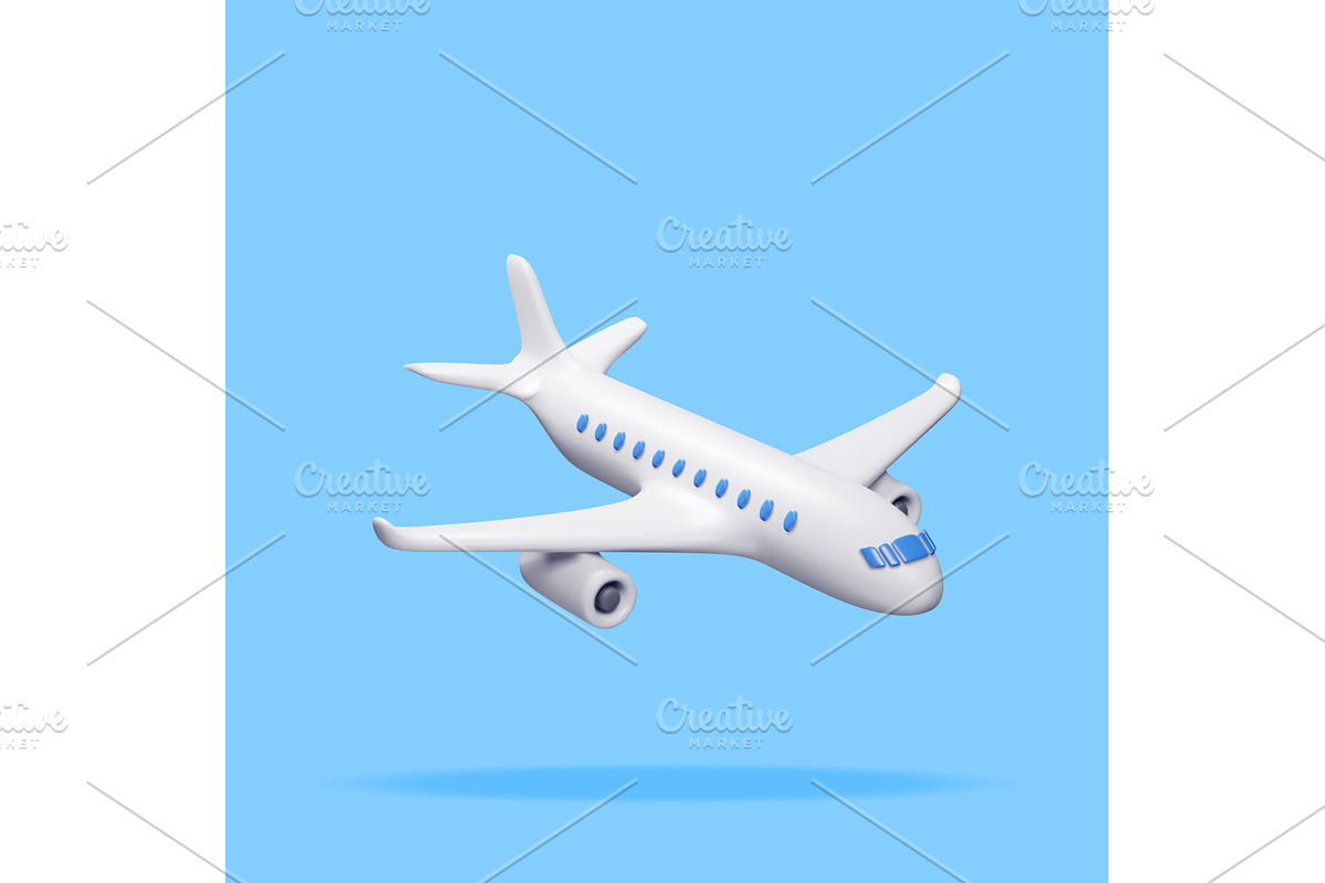 3D White Realistic Airplane Isolated, a Transportation Illustration by Abscent