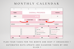 Monthly Planner & Calendar Excel