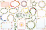 Watercolor Daisy Frame Clipart, an Illustration by Libby Wishes (Thumbnail 1 of 8)