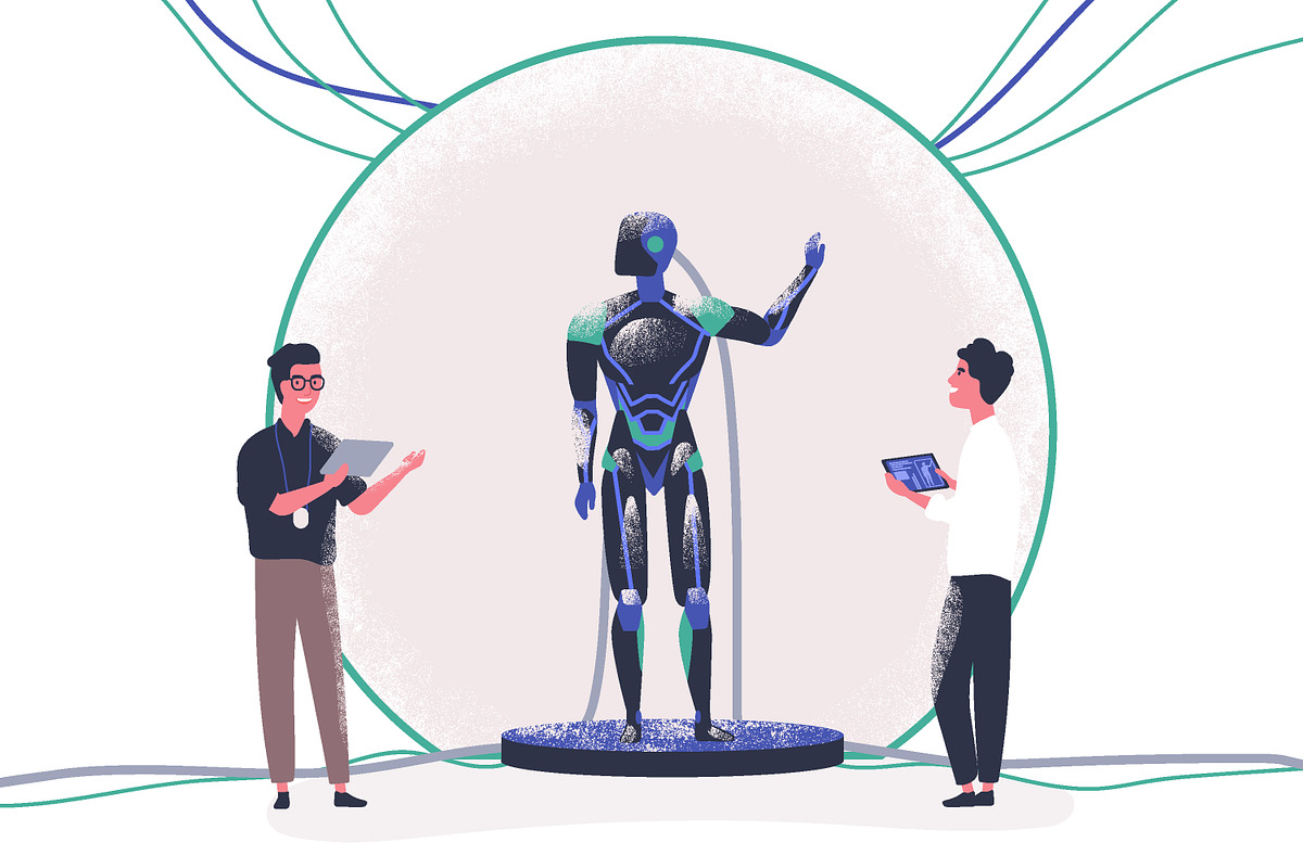 Presentation of robot scene, a Technology Illustration by Good Studio (Photo 1 of 3)