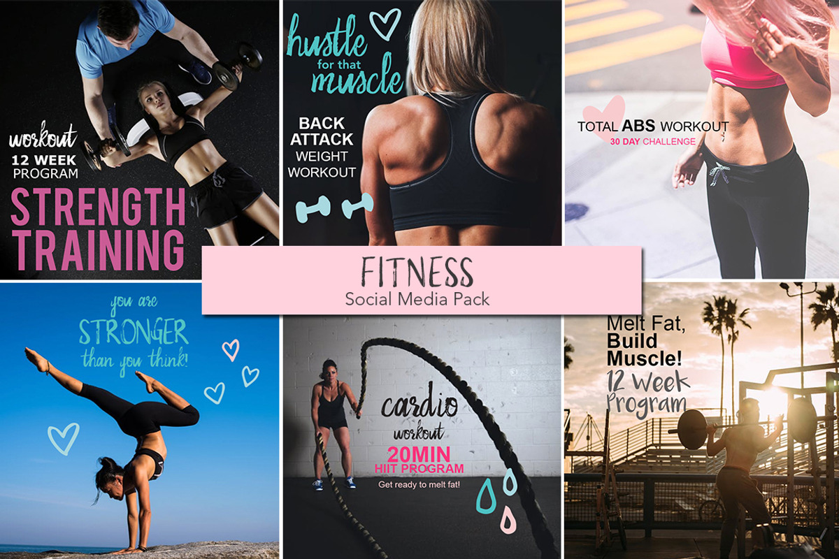 Fitness Social Media Pack, a Social Media Template by besomebunny (Photo 1 of 3)