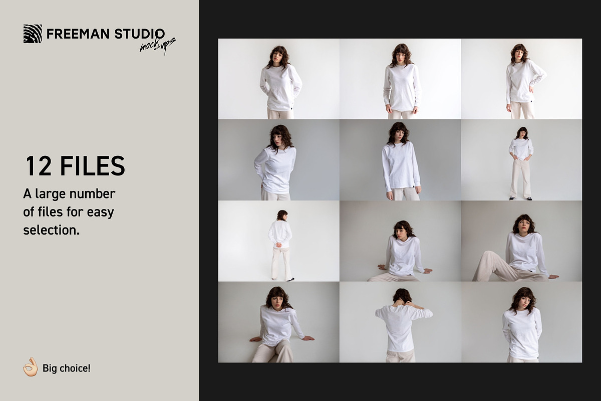 Longsleeve Mock-Up Set, a Shirt Mockup by Freeman Studio (Photo 2 of 14)