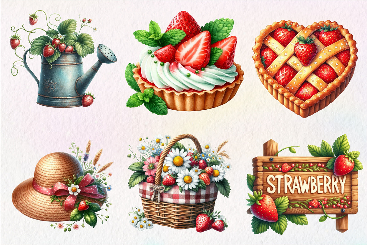 Strawberry Cottage PNG Clipart Bundl, an Illustration by CreationArt (Photo 2 of 5)