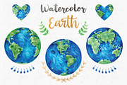 Watercolor Earth Collection Set, an Illustration by YenzArtHaut (Thumbnail 1 of 2)