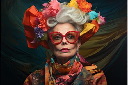 Elegant senior woman with colorful, a Beauty & Fashion Photo by Ylivdesign