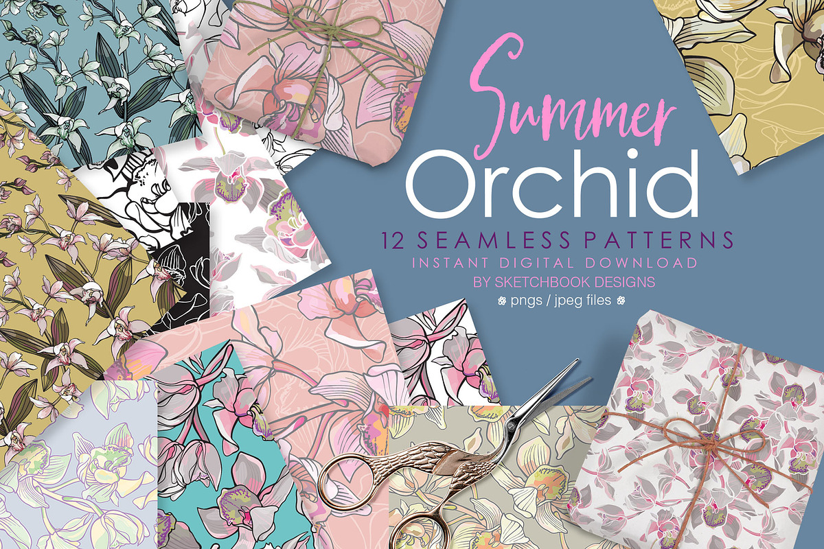 Summer Orchids Seamless Patterns, a Pattern Graphic by Sketchbook Designs (Photo 8 of 9)