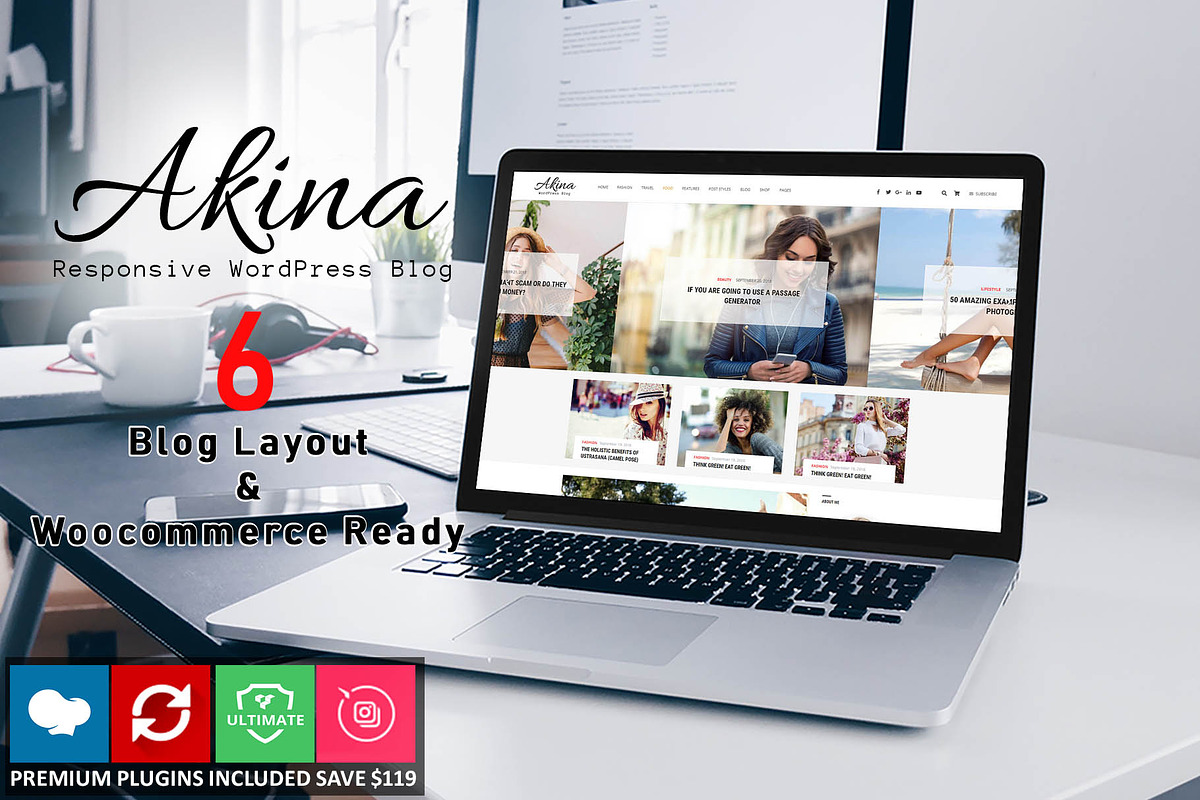 Akina – Blog, Business & Shop Themes, a WordPress Template by Cherry Wordpress Theme (Photo 1 of 9)