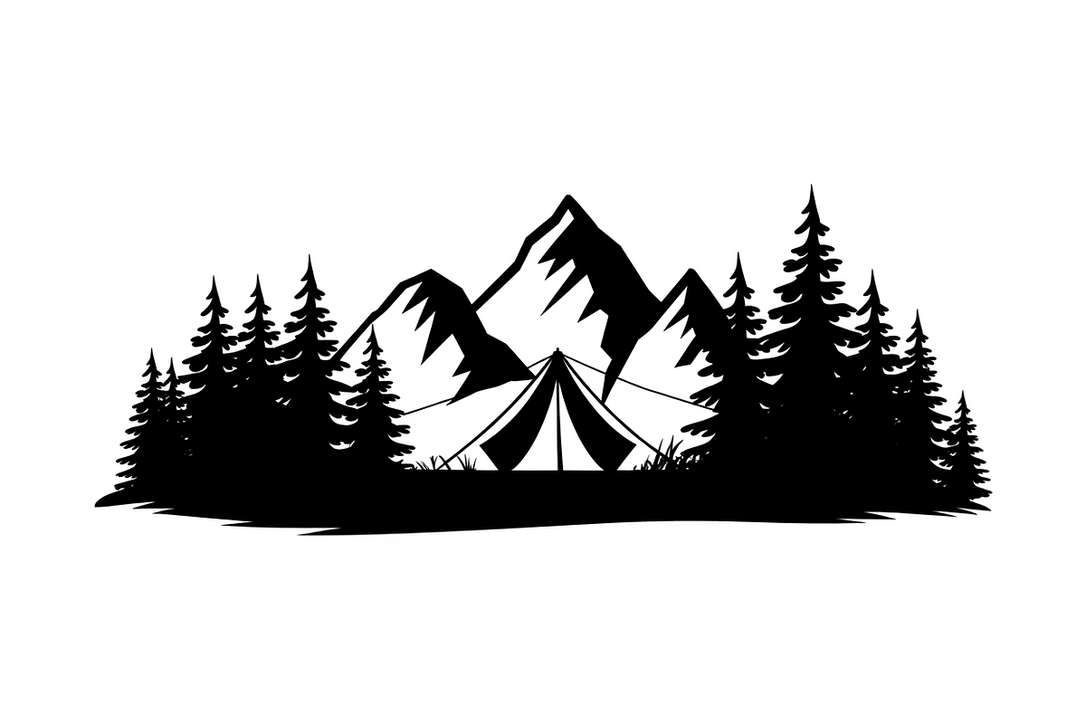 silhouette camping tent mountain, an Illustration by Amazin_art (Photo 14 of 17)