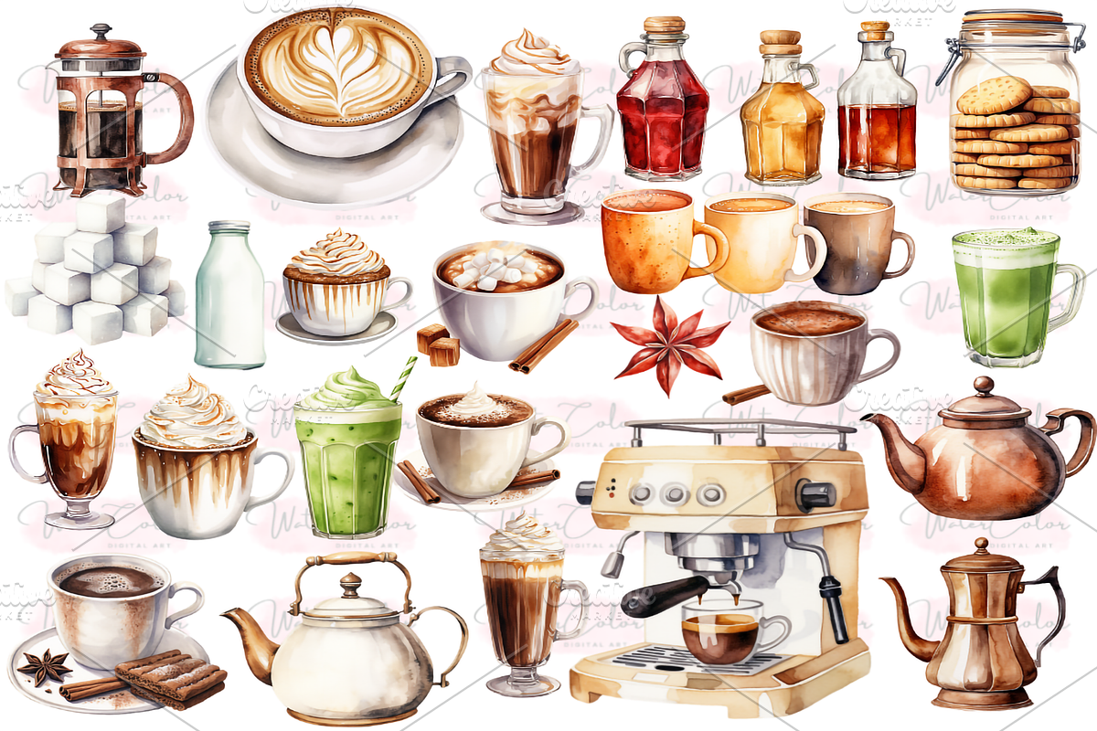 The Coffee Shop Collection Clipart, a Food Illustration by Watercolor Digital (Photo 2 of 9)