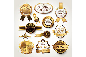 Elegant Golden Labels Collection, a Decorative Illustration by TotallypicRF