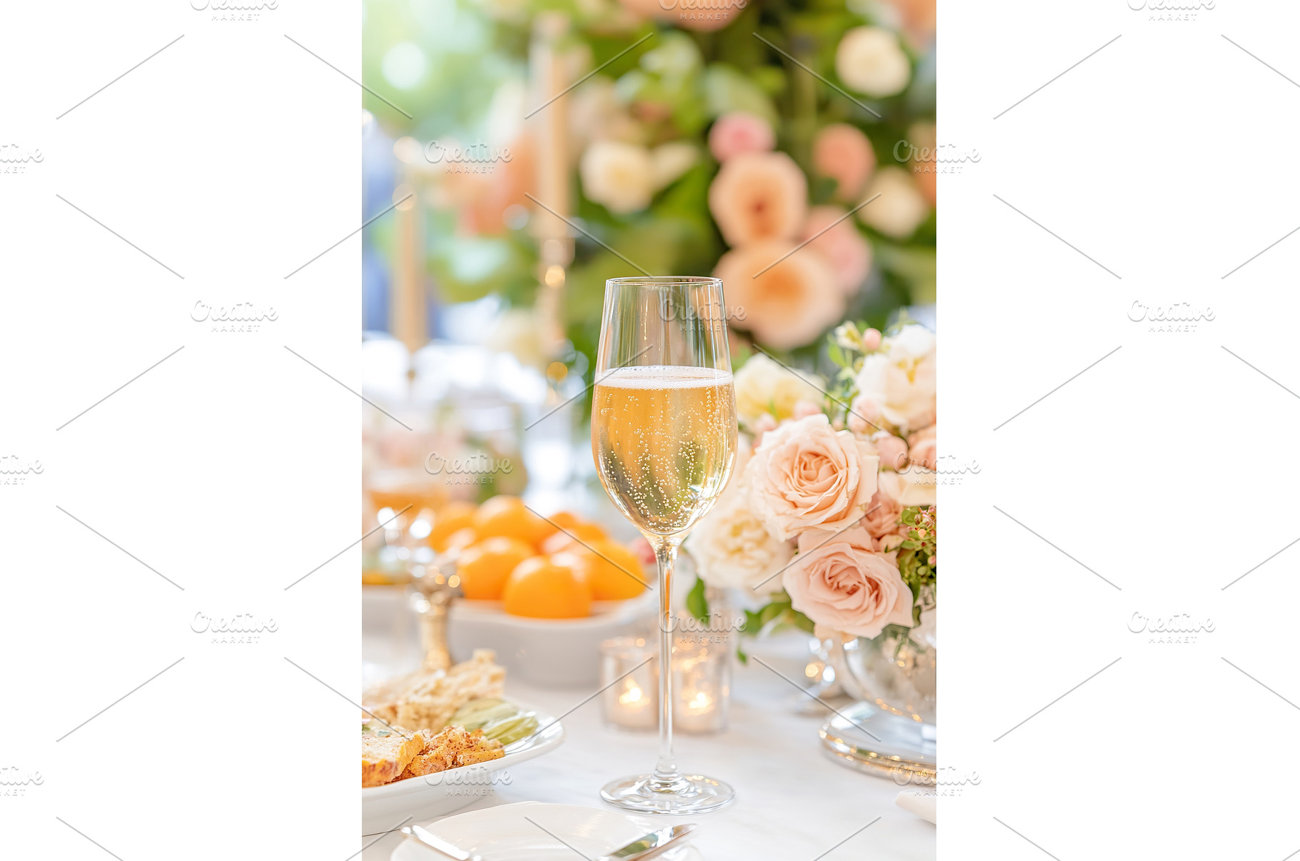 Elegant table setting with champagne, a Food & Drink Photo by Lermont51