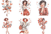 Whimsical Valentine Day Girl Clipart, an Illustration by CraftArtStudio (Thumbnail 6 of 6)
