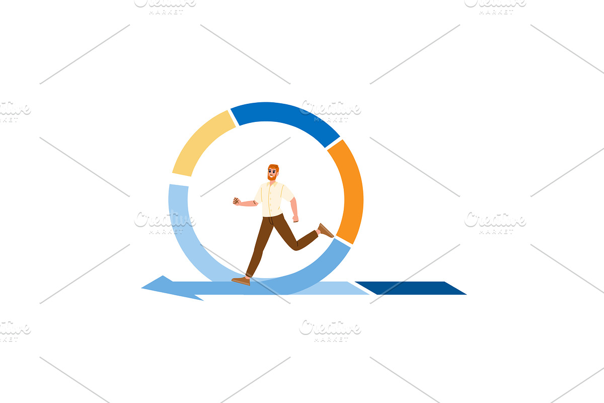 Businessman running in circle, a Finance Illustration by pikepicture