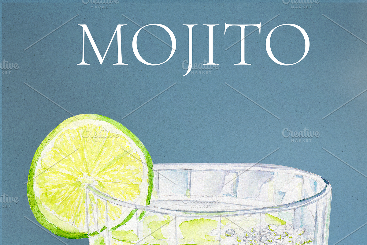 Mojito Watercolor Cocktail, a Food Illustration by Olexandra Mur (Photo 4 of 6)