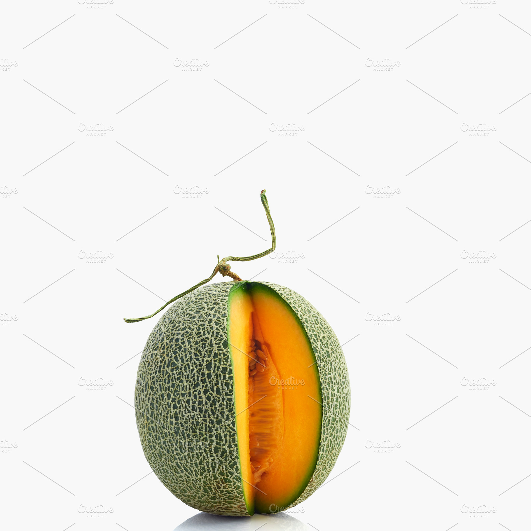 Cantaloupe melon on white background featuring clipping path, isolated, and, a Food & Drink Photo by 1981 Rustic studio kan