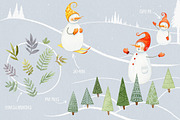 The Snowmen- winter watercolors, an Illustration by Watercolor Nomads (Thumbnail 3 of 6)