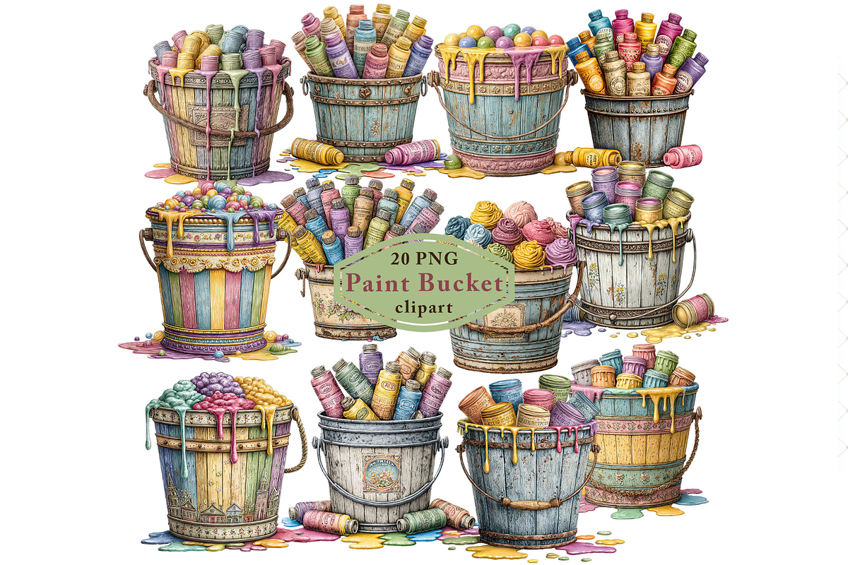 Paint Bucket Clipart PNG, an Illustration by Memories By Lea (Photo 1 of 18)