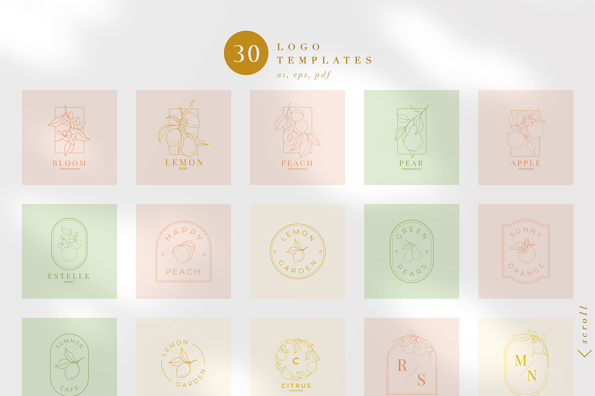 Modern Fruit Logos, Pattern, Clipart, a Branding & Logo Template by Inna Moreva (Photo 2 of 12)