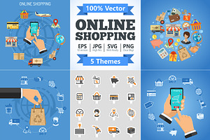 Online Shopping and Delivery Concept, a Technology Illustration by TAlex