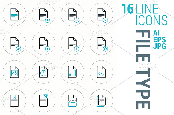 16 Line Icons File Type