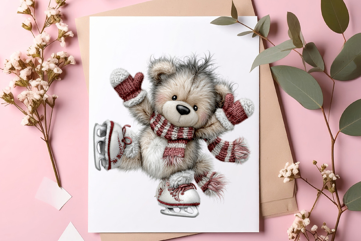 Christmas Teddy Bear Clipart, a Transportation Illustration by SinaCreation (Photo 7 of 9)
