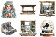 Foggy Winter Cottage Clipart, an Illustration by OK Design (Thumbnail 5 of 5)