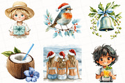 Watercolor Coastal Christmas Clipart, an Illustration by OK Design (Thumbnail 5 of 5)