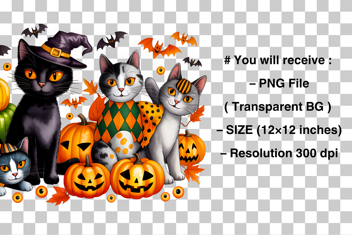 Black Cat Halloween, Ghost Cat PNG, a Graphic by Clipart Bloom (Photo 2 of 2)