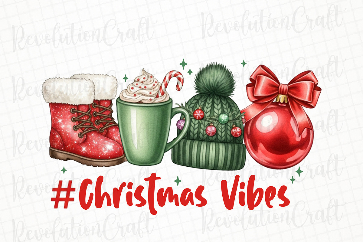 Christmas Vibes Cocoa Mug PNG, an Illustration by OK Design (Photo 1 of 4)