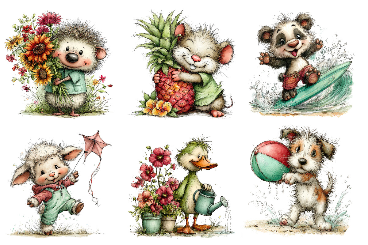 Whimsical Summer Animals Clipart, an Illustration by Dream Creation (Photo 3 of 5)