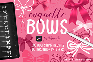 Coquette Bow Procreate Brush Set, a Brush Add-On by AngelfishCreative