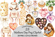 Watercolor Mothers Day ClipArt, a Seasonal Illustration by CitraGraphics (Thumbnail 1 of 4)