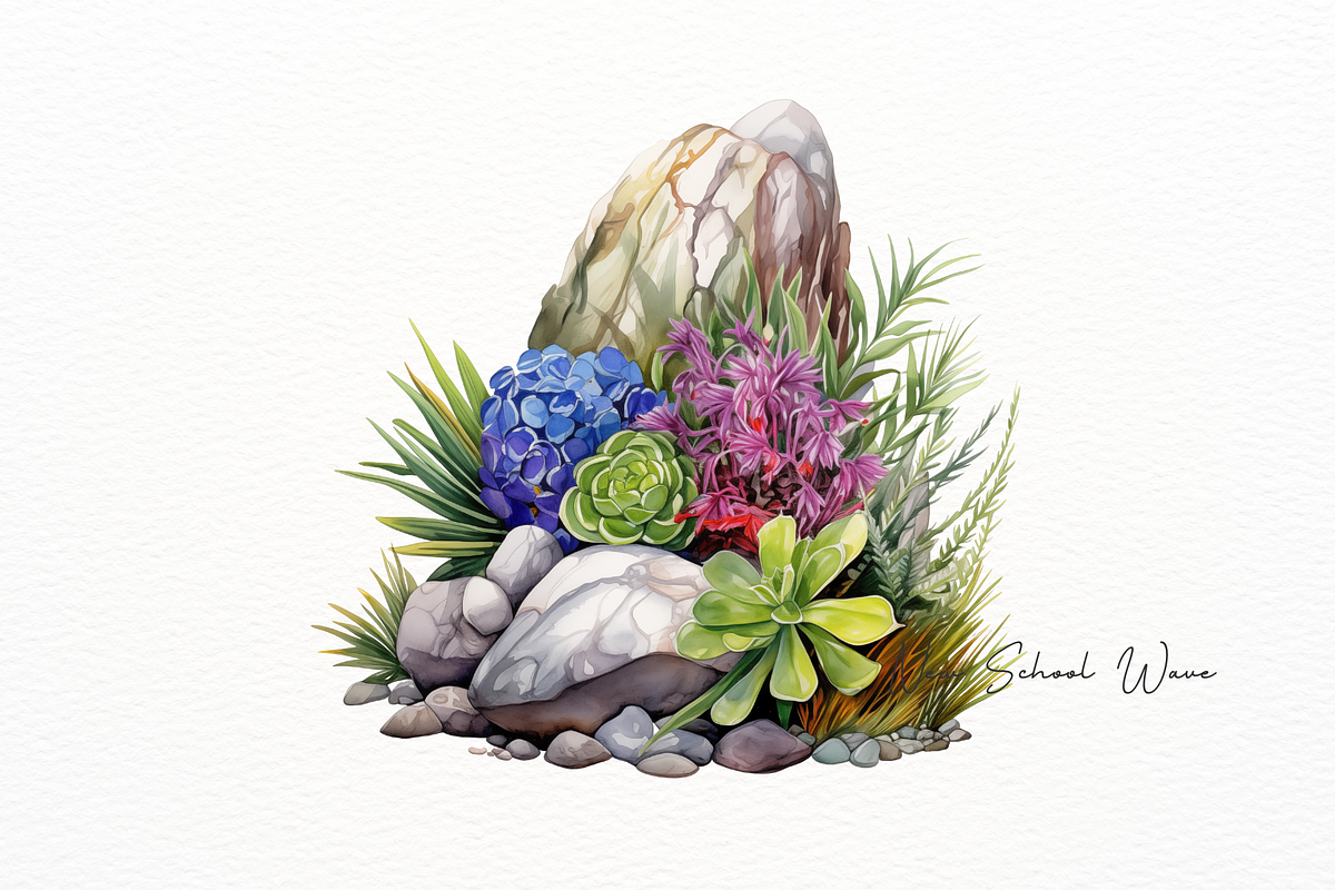 Mossy Rock and Floral Bouquet, an Object Illustration by New-School-Wave (Photo 3 of 5)