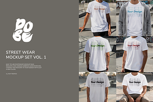 Street Wear Mockup Set Vol. 1, a Shirt Mockup by DOBE Studio