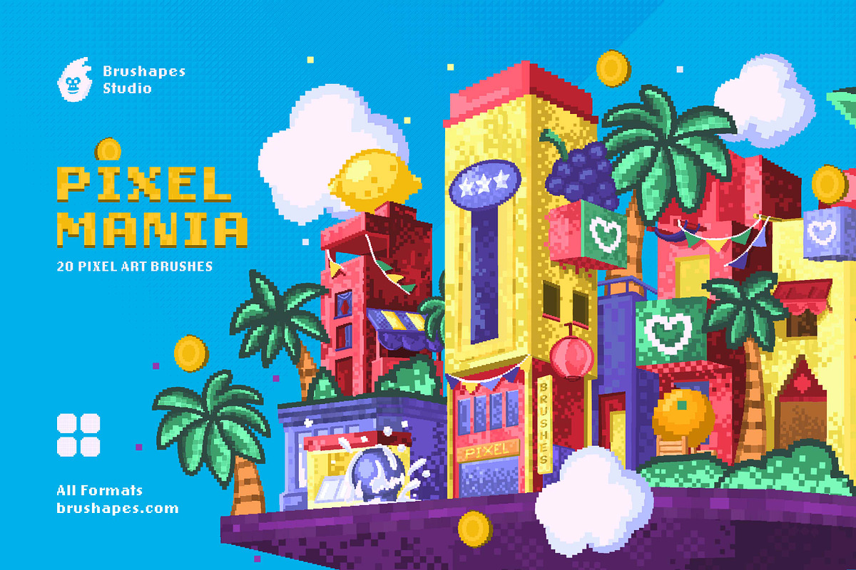 Multi App Pixel Mania Brushes, a Brush Add-On by brushapes.com (Photo 1 of 9)