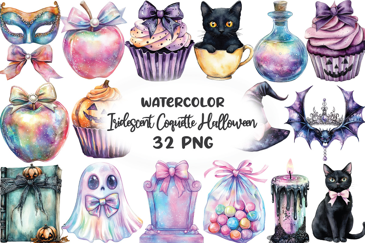 Iridescent Coquette Halloween Clipar, an Illustration by CraftArtStudio (Photo 1 of 6)