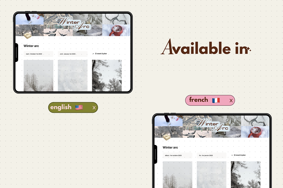 Winter arc - Notion template, an App Template by Iasan Design (Photo 10 of 10)
