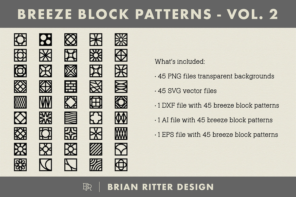 Breeze Block Patterns - Volume 2, an Object Graphic by Brian Ritter Design (Photo 2 of 2)