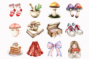 Watercolor Mushroom Garden Clipart, an Illustration by Design Market (Thumbnail 4 of 5)