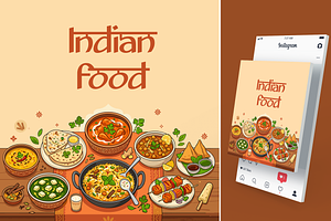 Indian Food Menu Cover Illustration