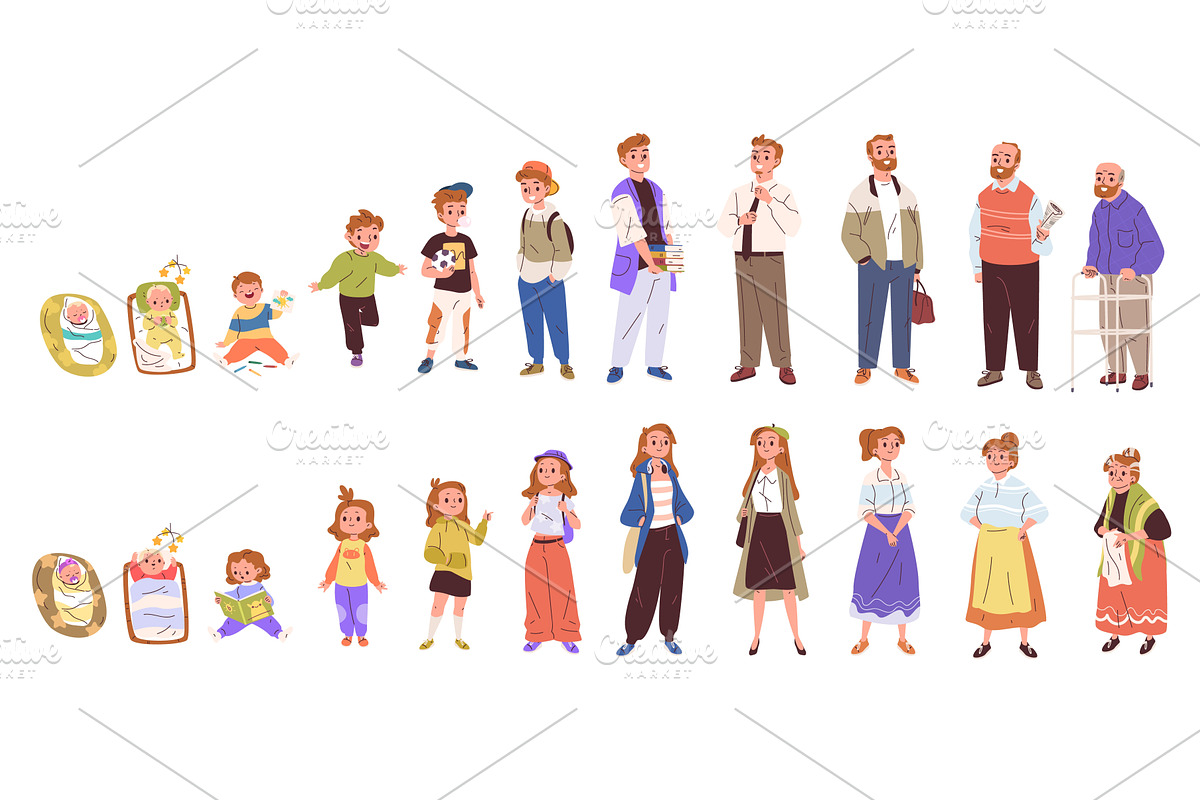 Human life cycle. Different ages, a Person Illustration by Stock-Smart-Start