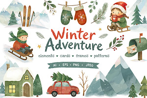 Christmas Watercolor Winter Clipart