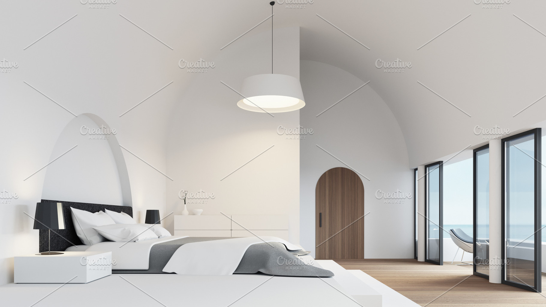 White bedroom luxury modern style, an Architecture Photo by TONTECTONIX