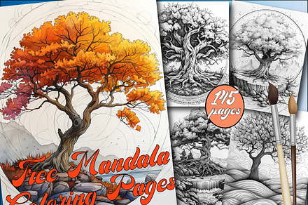 Tree Mandala Coloring Book for Adult, an Animal Illustration by Design Home